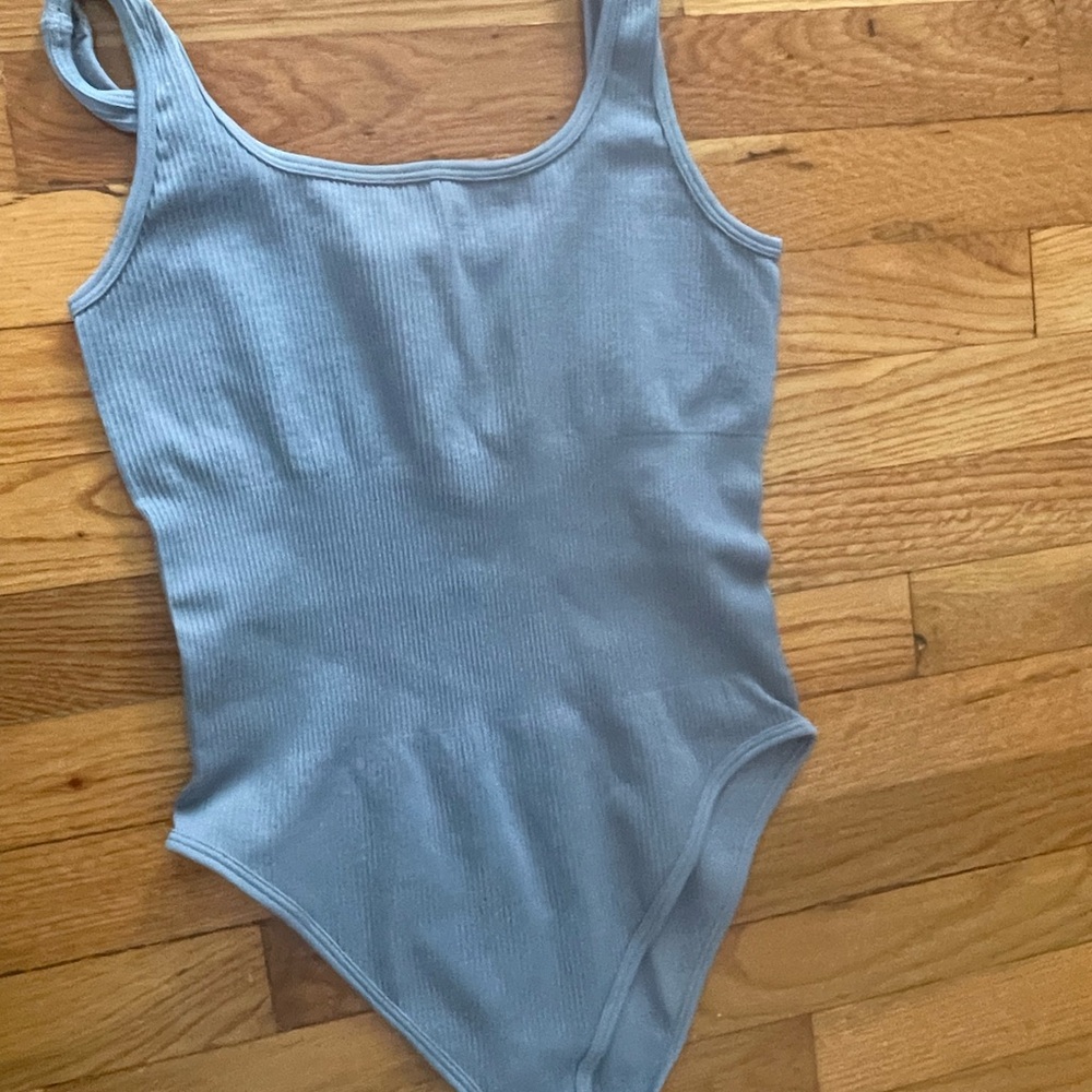 Ribbed Blue Bodysuit